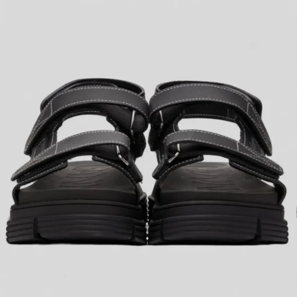 NWT GANNI Recycled Rubber Chunky Logo Platform Black Sandals Flatform Lugged - Picture 11 of 15